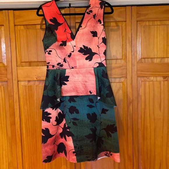 Clover Canyon Neoprene Peplum Sleeveless Dress Size Large Made in USA - Picture 4 of 14